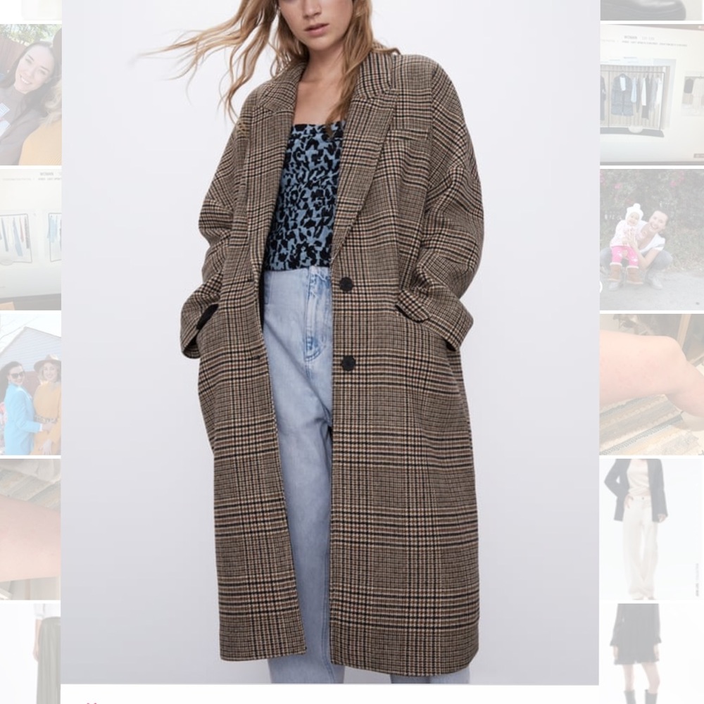 Zara Plaid Oversized Coat in size XS